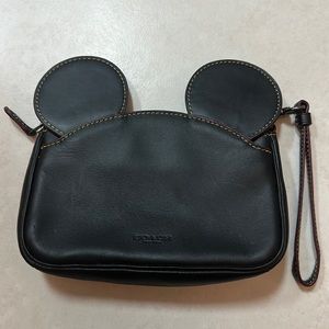 Black Coach Mickey Mouse Wristlet